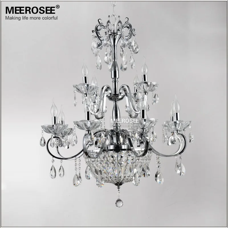 

Wrought Iron Crystal Chandelier Light Fixture 2 tiers 12 E14 or E12 Lights Crystal Lustre Lamp Chandelier Lighting