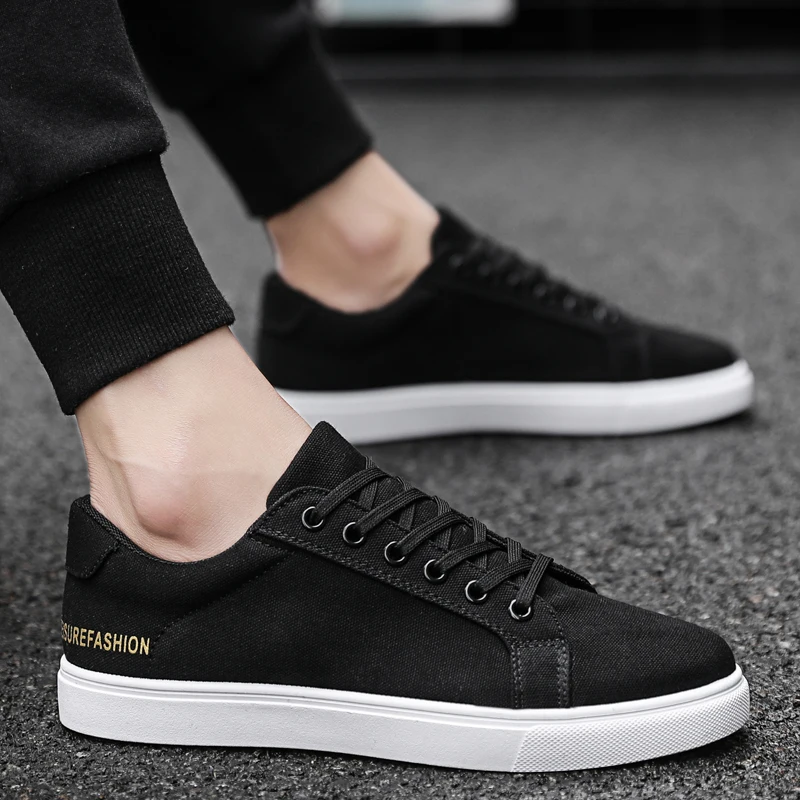 WOLF WHO New Arrivals Men Canvas Casual Shoes Male Lace Up Black Sneakers Comfortable lightweight Shoes buty meskie X-029