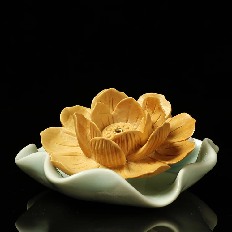 Wood Carving Lotus Stove Home Sandalwood Line Incense Insert Holder Blessing Fragrance Road Tea Ceremony Furnishings | Дом и сад
