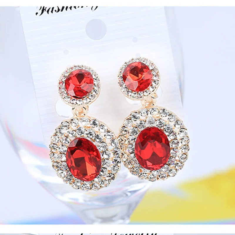 

Серьги-клипсы JIOFREE из сплава с кристаллами женские, Стразы без отверстий, ювелирные изделия для девушек и женщин