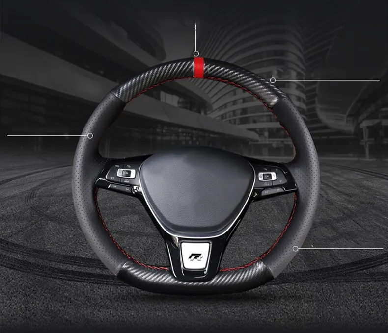 Для volkswagen Passat B8- кожаное рулевое колесо крышка оплетка Авто Крышка с иглы и нитки салонные набор аксессауров для кукольного домика