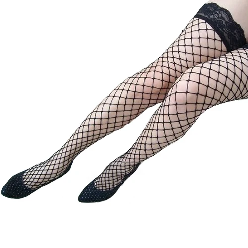 Хит женские кружевные сексуальные чулки в сетку черные колготки