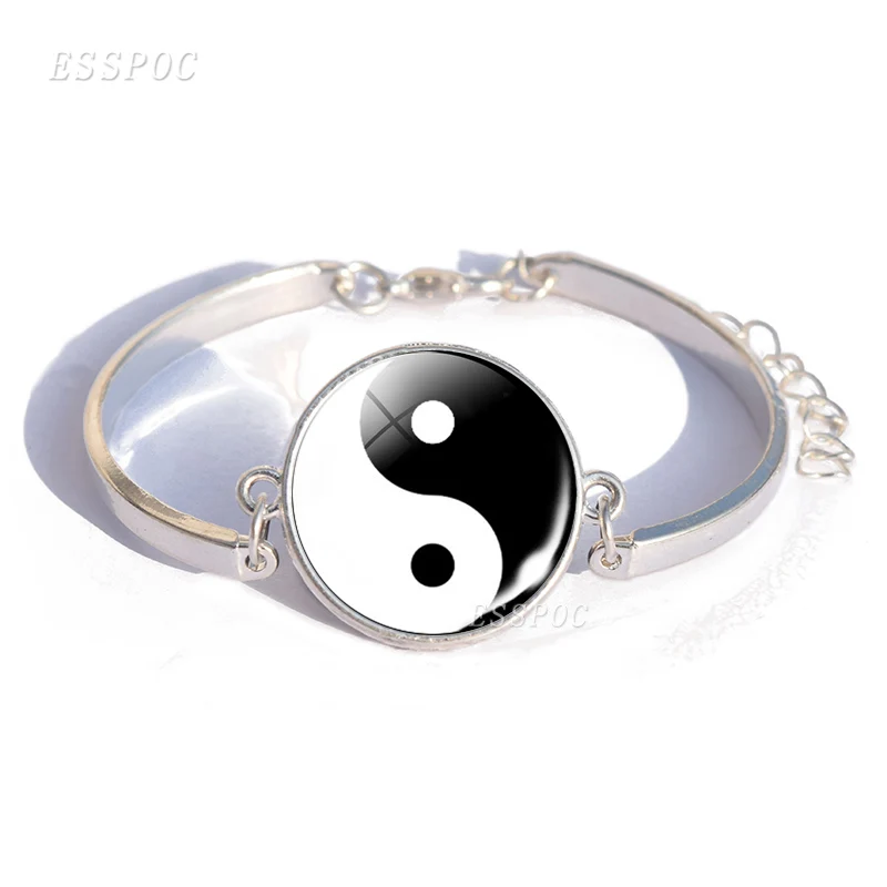 Yin Yang Cat очаровательный браслет Cothic стеклянный кабошон Tai Chi Taoism ювелирные изделия