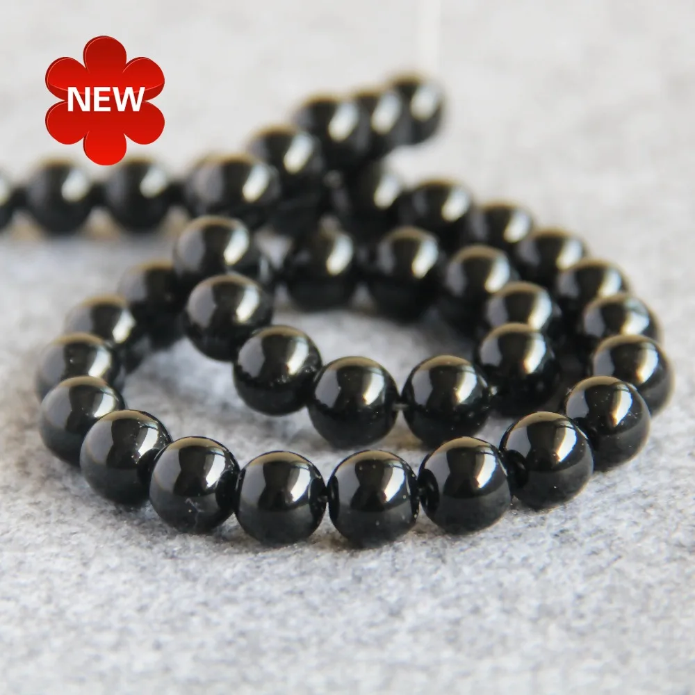 Бусины россыпью для ожерелья и браслета натуральный оникс черного цвета