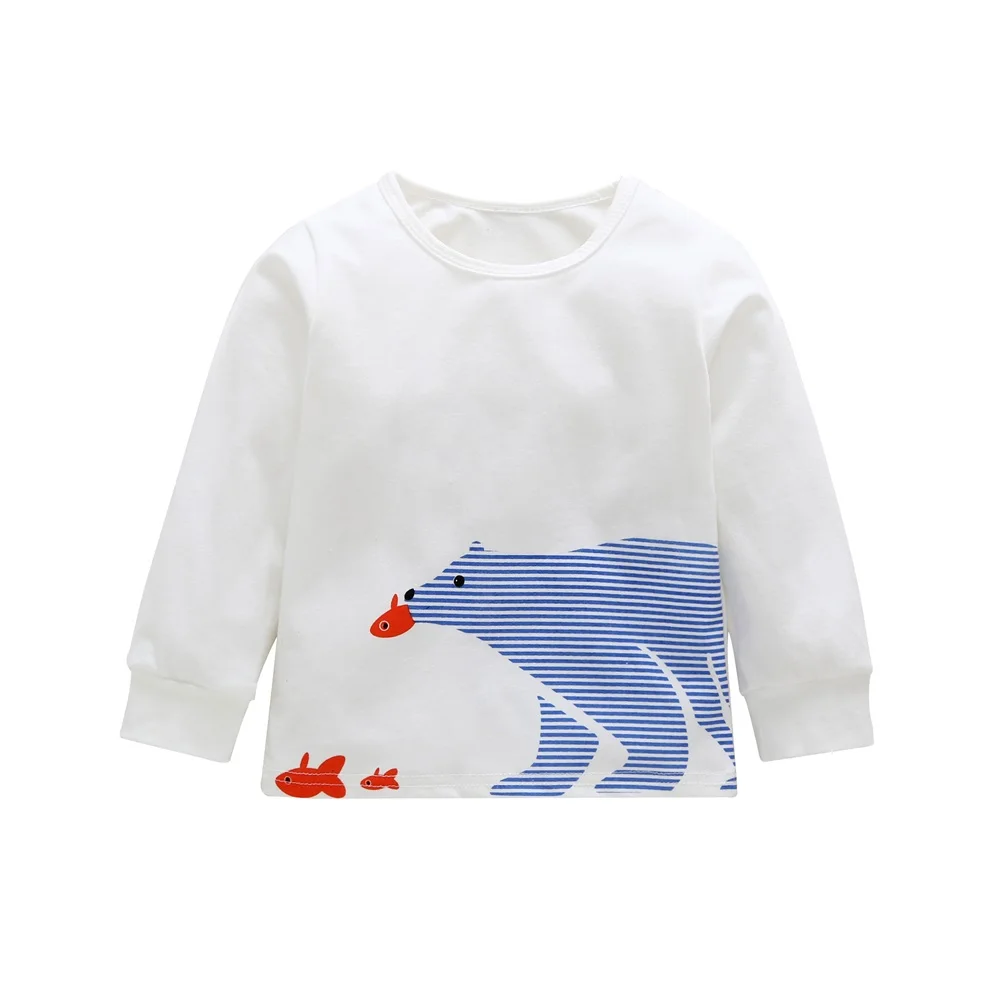 Новая хлопковая футболка для маленьких девочек и мальчиков с длинными рукавами