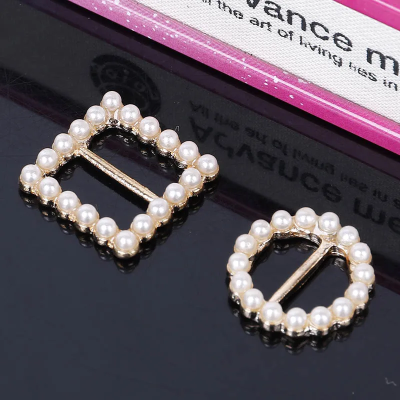 

2017New 50Pcs Square/Round Pearl Buckle Slider for Wedding decorations or DIY hair accessories ZJ313-ZJ315