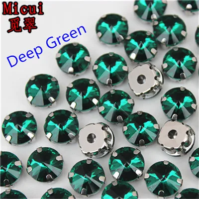 Deep Green Michui разноцветные стеклянные кристаллы круглые с серебряной установкой для шитья хрустальные стразы для аксессуаров одежды MC1003 - Цвет: Deep Green