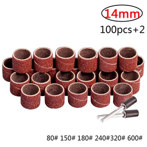 Фрезы для ногтей, абразивные инструменты, 100 шт., 14 мм, набор для шлифования барабанов + 2 шт., фрезы для формы песка, паз, дерево Стеклопластик, вращающиеся