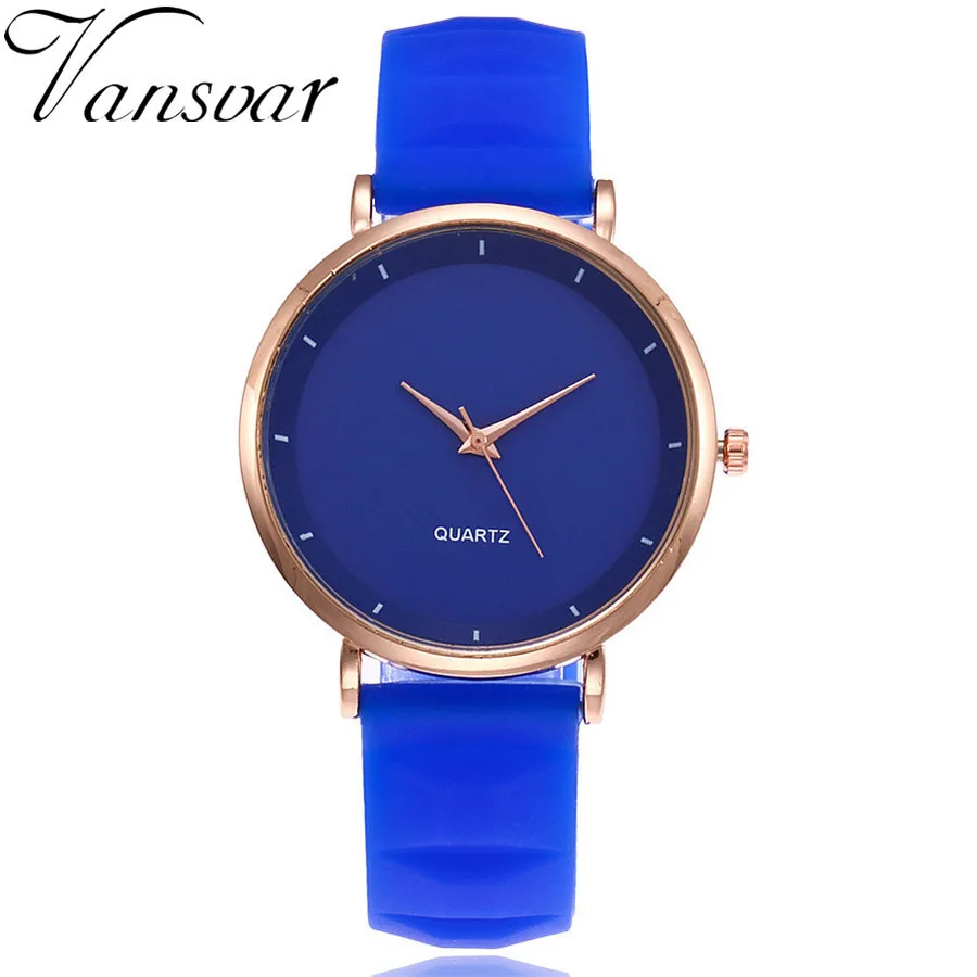 blue Vansvar модные желе женские часы на силиконовом ремешке Роскошные Брендовые повседневные женские кварцевые часы наручные часы Montre Femme - Цвет: blue