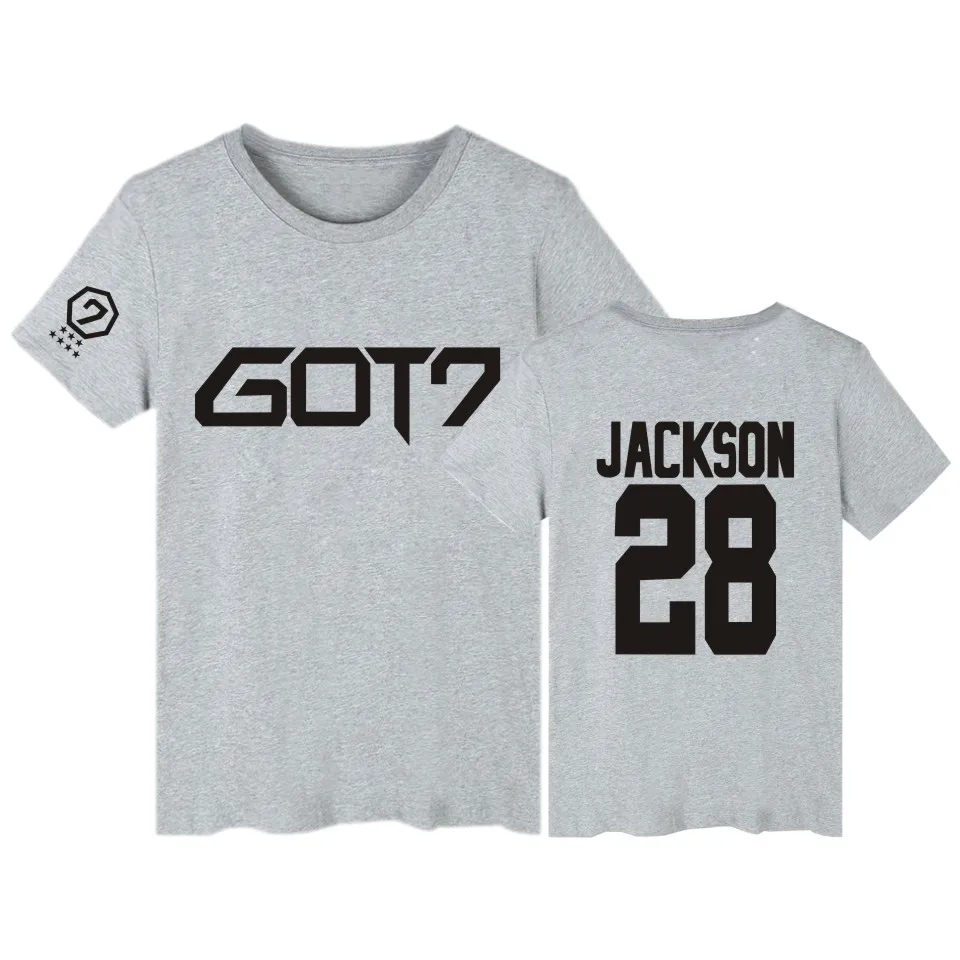 GOT7 Kpop бамбуковые футболки JB Джексон короткий рукав футболки с получил 7 Kpop Хип-хоп футболка Для женщин в футболка Женская обувь - Цвет: gray