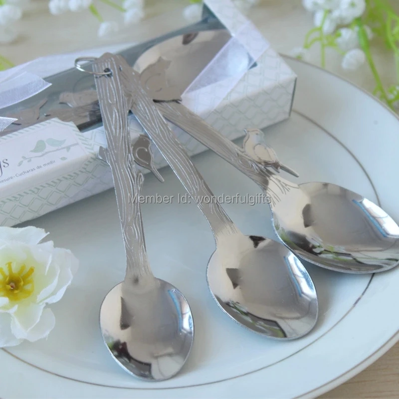 

Free shipping party gift "Love song" stainless steel love birds spoon return goods party souvenir(set of 3)100sets/lot