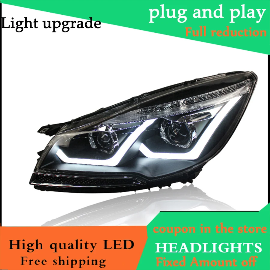Автомобильный Стайлинг Головной фонарь для Ford Escape 2013-2015 Kuga фары двойной U Angel Eye DRL