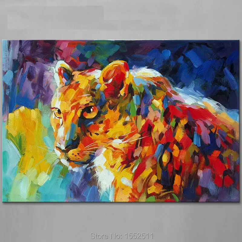 

Animal Cheetah Oil painting On Canvas Painting For Living Room Wall Art Canvas Pop art modern abstract hand painted wallpaper