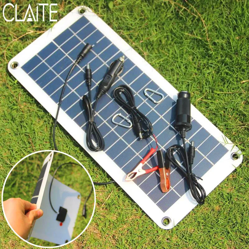 CLAITE 10 5 Вт 18В поликристаллическая Солнечная Панель зарядное устройство Sunpower