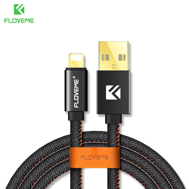 Black FLOVEME 5 В/2,1 а 1 м USB кабель для Apple iPhone XR Быстрая зарядка кабель для Lightning плетеное USB зарядное устройство для iPhone X 7 8 Plus cabos - Цвет: Black