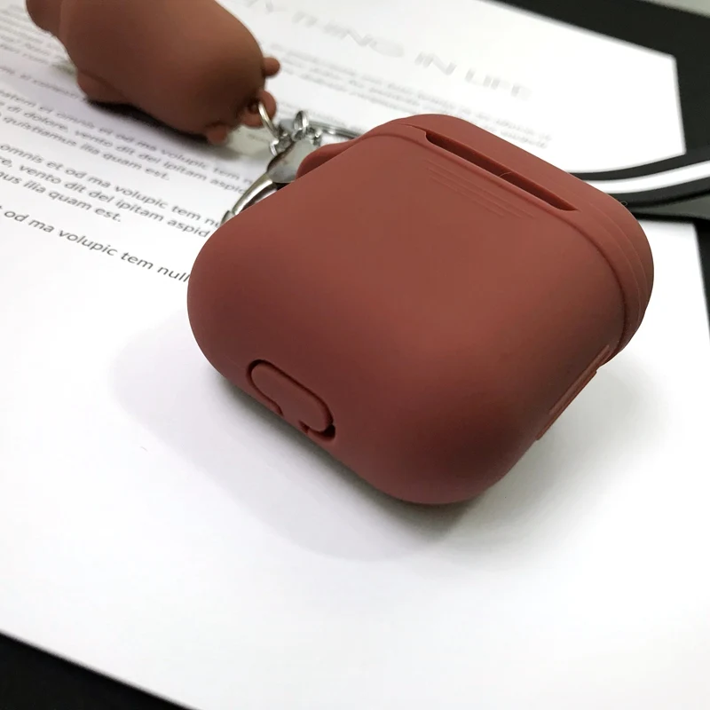 Силиконовый чехол для наушников Apple Airpods 1 2 с мультяшным медведем и уткой защитный