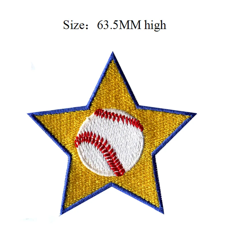 

Baseballt star embroidery patch 63.5 MM high/stitchwork/yellow/sports patch