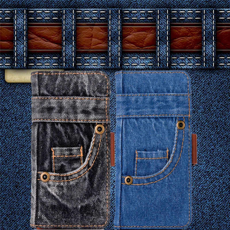 Роскошный кожаный чехол бумажник из джинсовой кожи для iphone X 6 6S 7 8 Plus книжка с