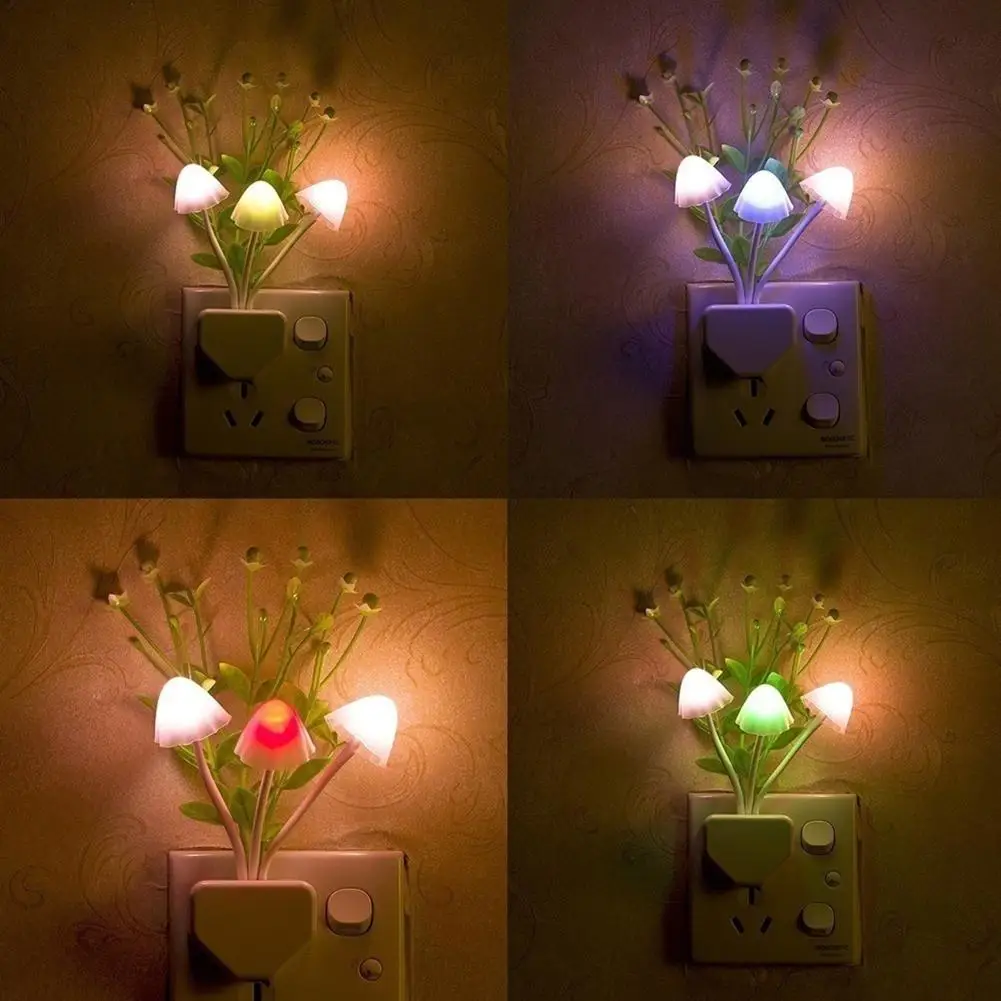 

Romantic Colorful Sensor LED Mushroom Wall Lamp Night Light Home Bedroom Decor