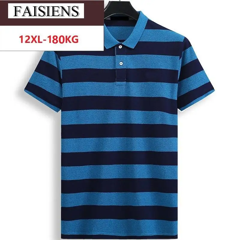 FAISIENS мужские 11XL 12XL большие классические полосатые рубашки с коротким рукавом мягкие свободные размера плюс большие 8XL 10XL удобные хлопковые рубашки