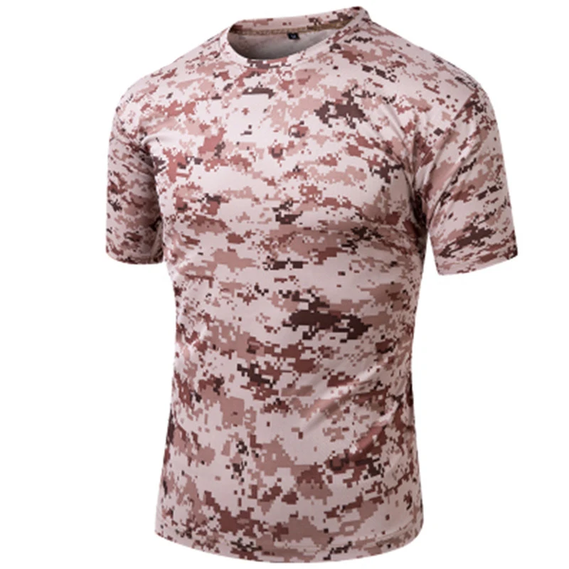 

Camouflage T-Shirt Hiking Camping Fishing T-shirt Summer Quick Drying Breathable Mens Army Tactical Compression T-Shirt Fitness
