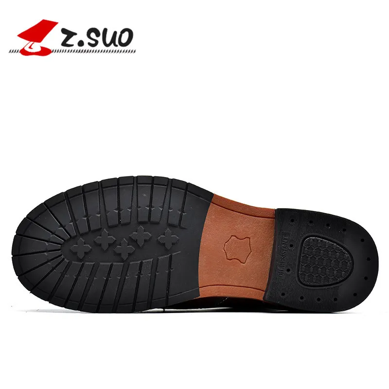 Z.SUO BRAND ZS16108 Autumn Men's Ankle Boots Fashion Round Toe Lace Up Short British 100% Genuine Leather Military | Обувь