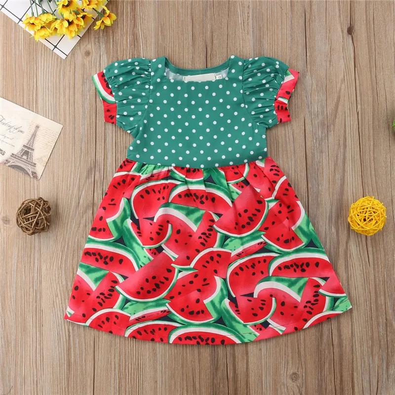 2018 Watermelon Print Toddler Infant Kid Baby Girl Princess Dress Party Wedding Pageant Tutu Dresses Clothes | Мать и ребенок