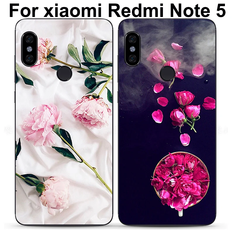 For xiaomi Redmi Note 5 case back cover Beautiful flower Soft shell Note5 cases Red mi phone | Мобильные телефоны и