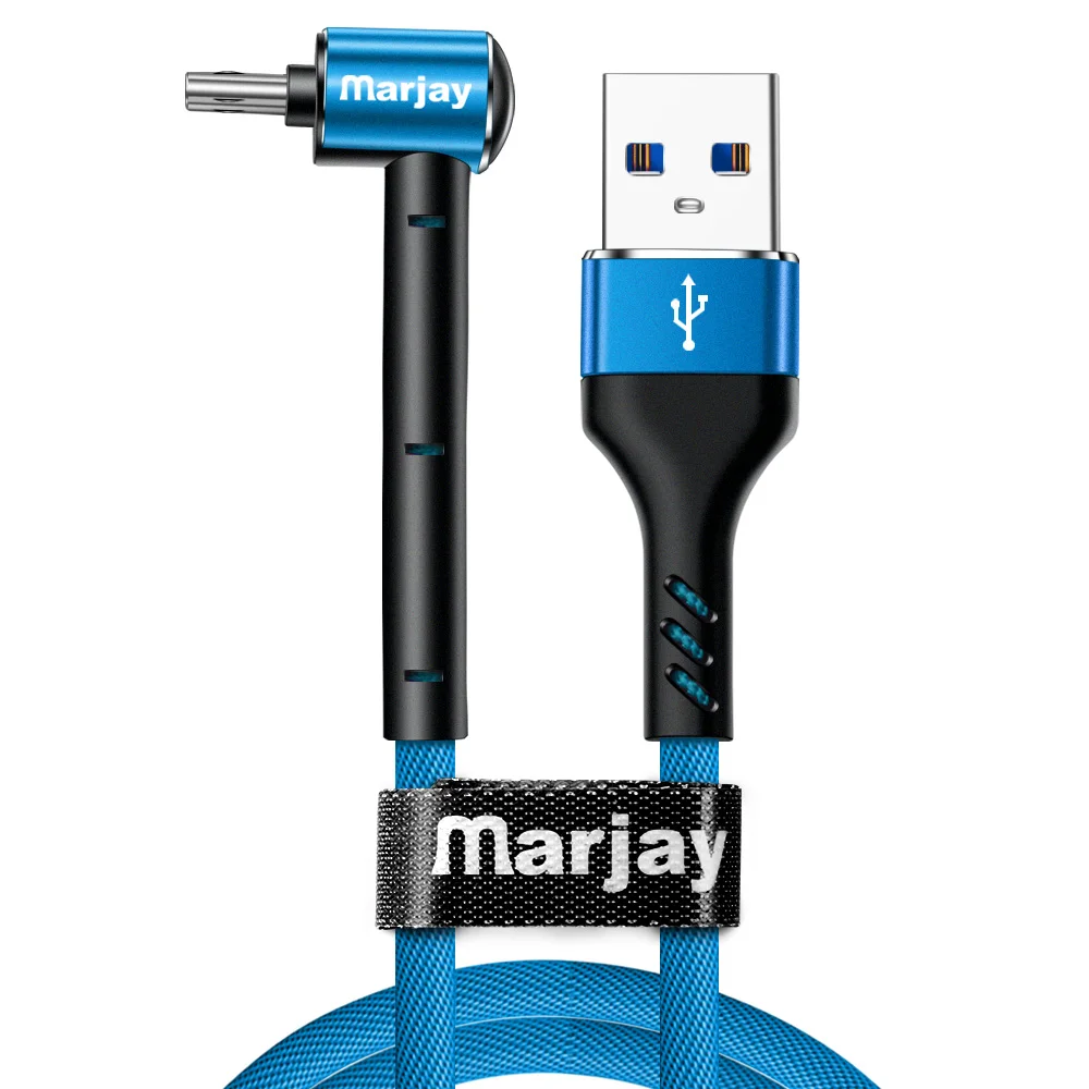 Marjay Micro USB кабель 2.4A Быстрая зарядка 90 Dgree Microusb для samsung Xiaomi Redmi 4 Note 5 huawei Android телефонный провод шнур