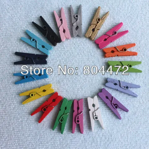 

1000x Assorted Color Wedding Party Decoration Gift Favor Packaging Mini Wood Craft Clothespin 25 mm 1" Wooden Clothes Peg Decor