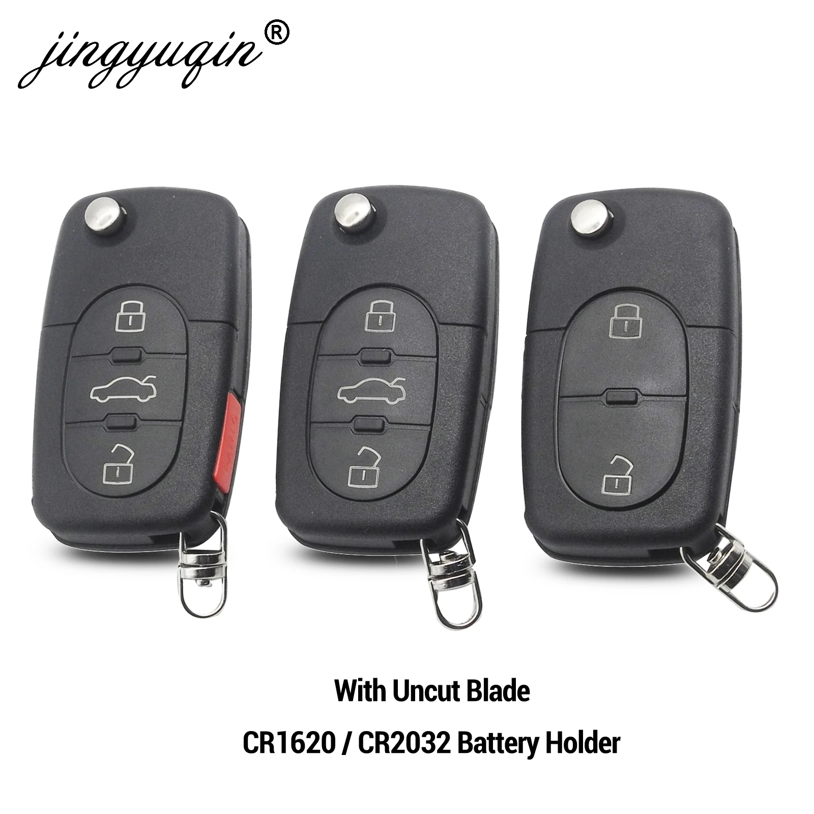 Jingyuqin 10 шт. 2/3/4 кнопки дистанционного ключа Fob корпус и лезвие для Audi A2 A3 A4 A6 A8 TT Quattro