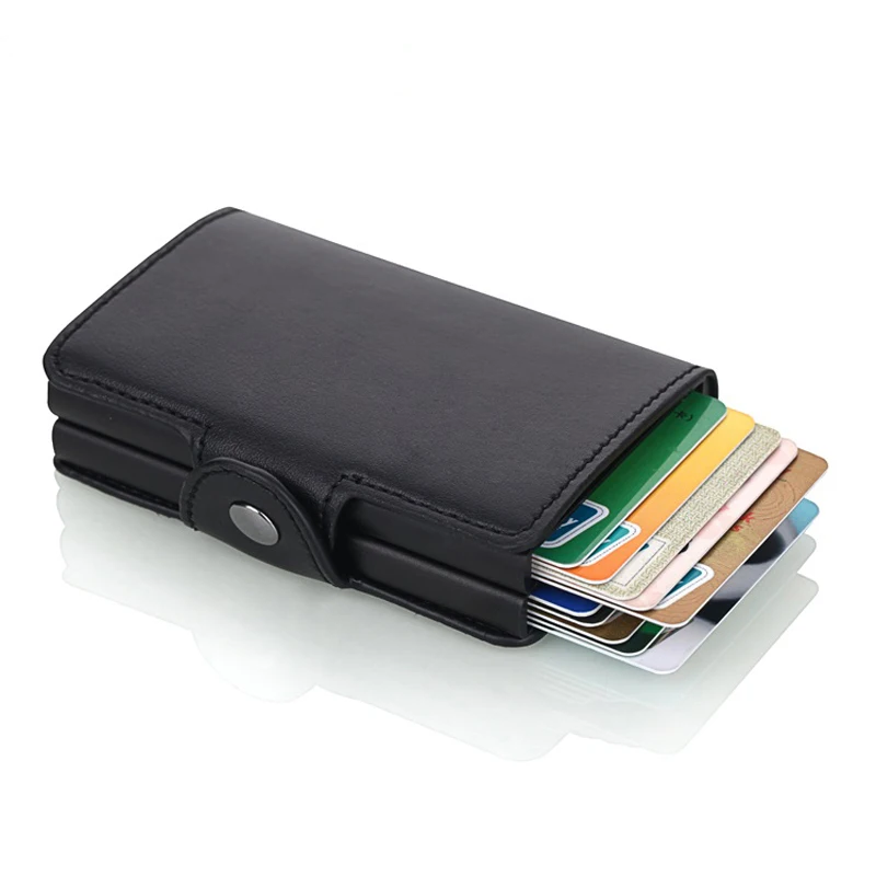 2019 New style double layer Card holder men's Metal Credit Holders With RFID block reading large capacity card cases gift | Багаж и