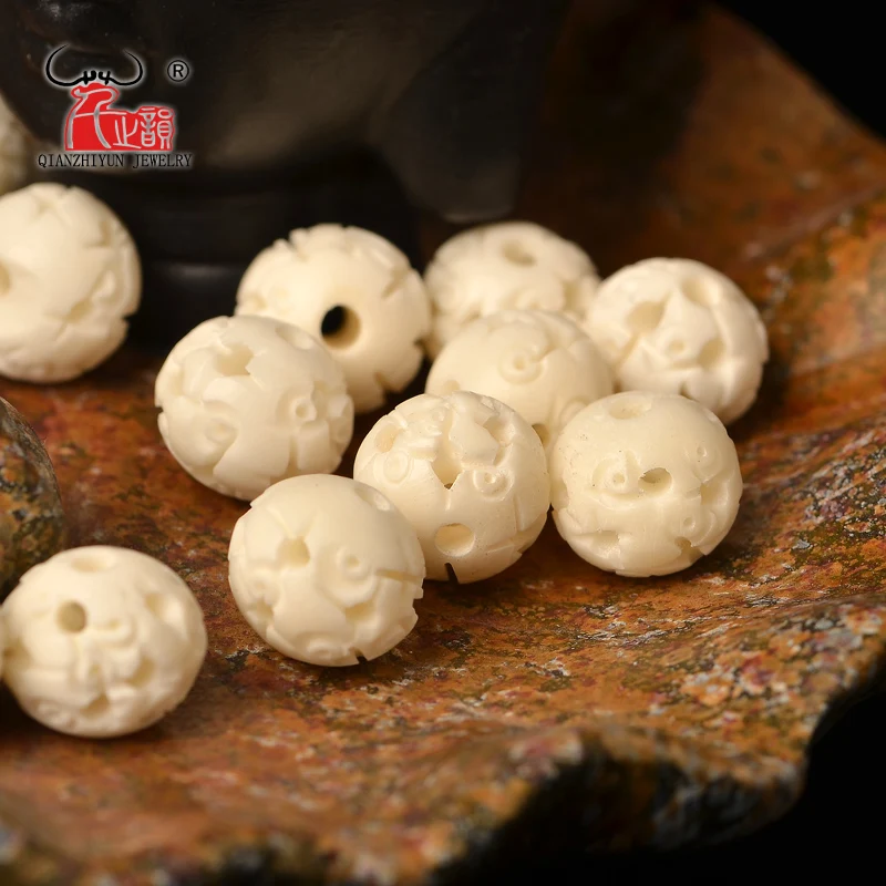 20 piezas Natural yak hueso perla collar de cadena de mano DIY cuentas de dispersión hechas a mano cuentas talladas 12mm 10mm 8mm 6mm agujero 1-2mm