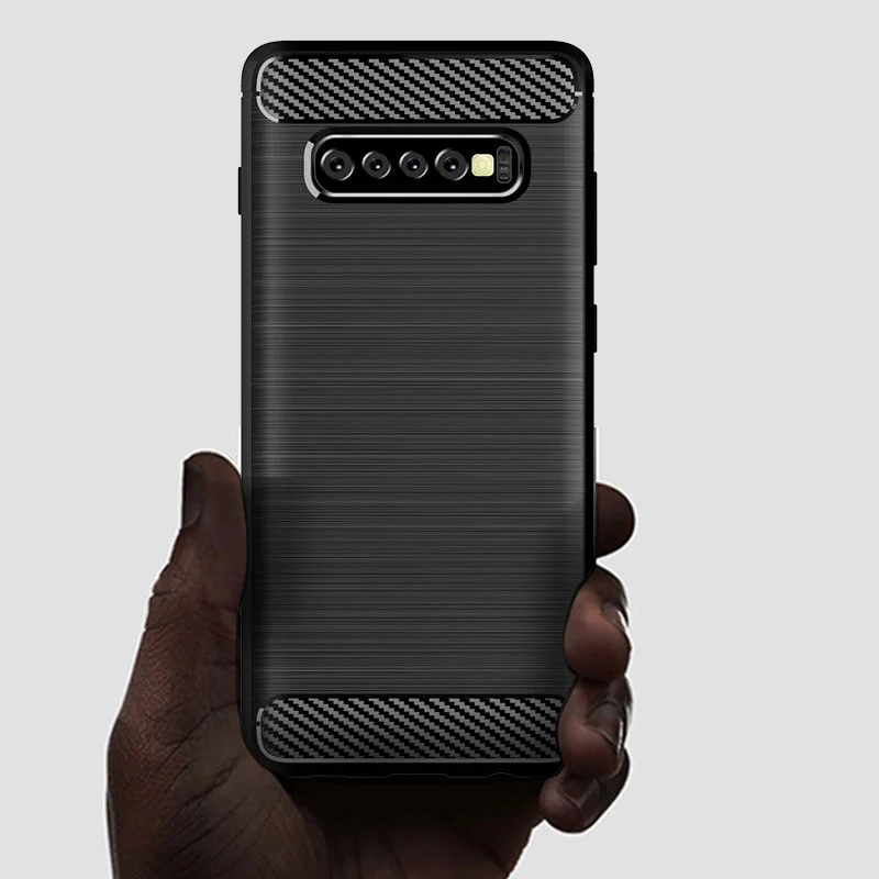 Shockproof Phone Case For Samsung Galaxy S10 S10E Plus S9 S8 Carbon Fiber TPU Drawing |