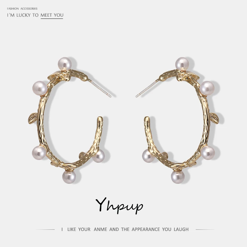 Серьги пусеты Yhpup модные корейские серьги с искусственным жемчугом в стиле