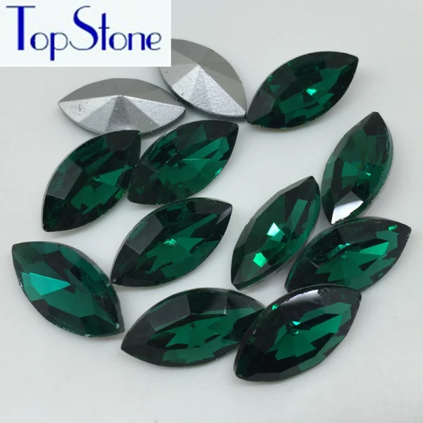 TopStone Наветт Стразы 5x10,6x12,7x15,9x18,17x32 мм все Цвета Pointback Стекло хрустальные камни для DIY одежды пошив одежды - Цвет: green zircon
