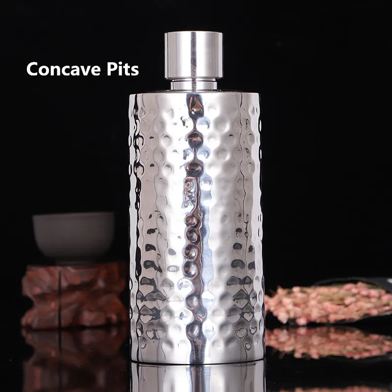 Concave Pits Alalinong, 18 унций, 304, фляжка из нержавеющей стали, набор, алкоголь виски, ликер, фляжка для вина с воронкой - Цвет: Concave Pits