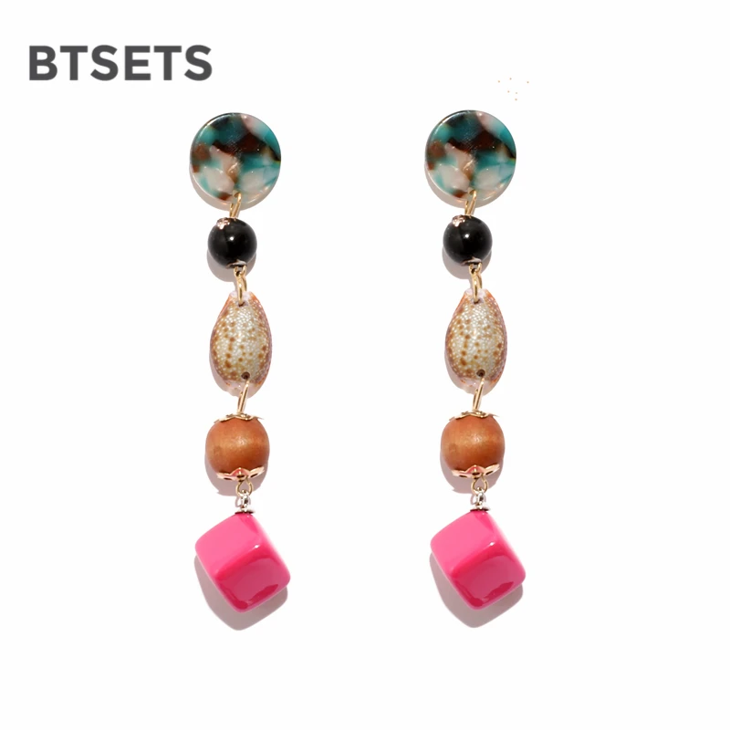 BTSETS серьги-капли для женщин 2019 модные серьги длинные свадьбы Висячие Подвески