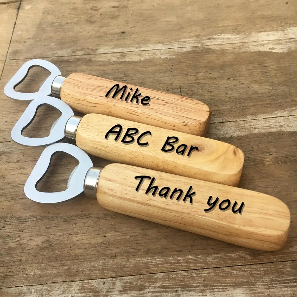Customized Engraved Wood Beer Bottle Opener Advertising promotion Personalized name Groomsmen gifts for men wedding gift | Дом и сад