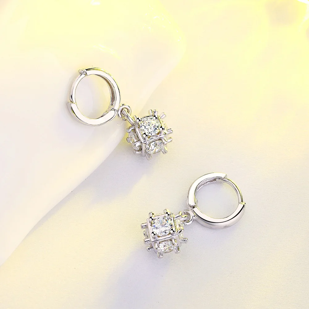 Женские серьги гвоздики с фианитом серебряного цвета|fashion stud earrings|stud earringsstud earrings