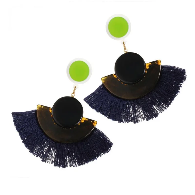 Богемия Многоцветный кисточкой Висячие серьги для женщин Мода акрил люстра | Серьги-подвески -32824389947