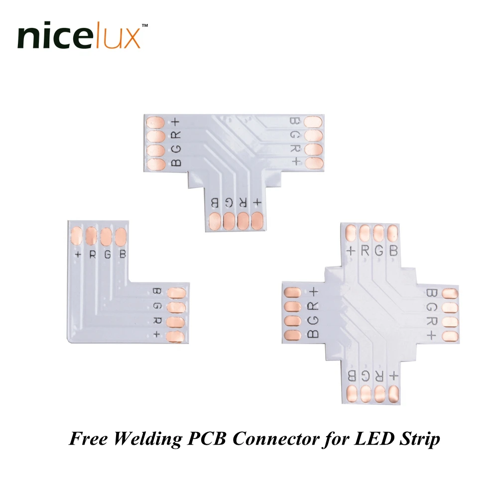 5 шт./лот RGB Светодиодная лента угловой разъем 4 Pin 10 мм L T X форма PCB плата сплиттер
