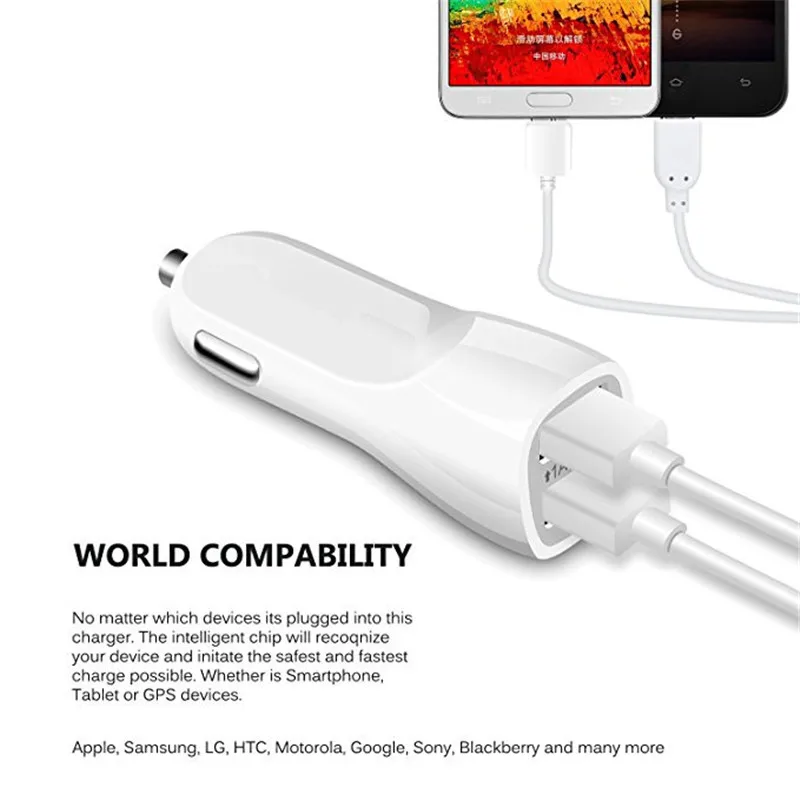 2 usb Автомобильное зарядное устройство + micro зарядка для huawei p smart 6c pro samsung galaxy s6 s7 a3 a5