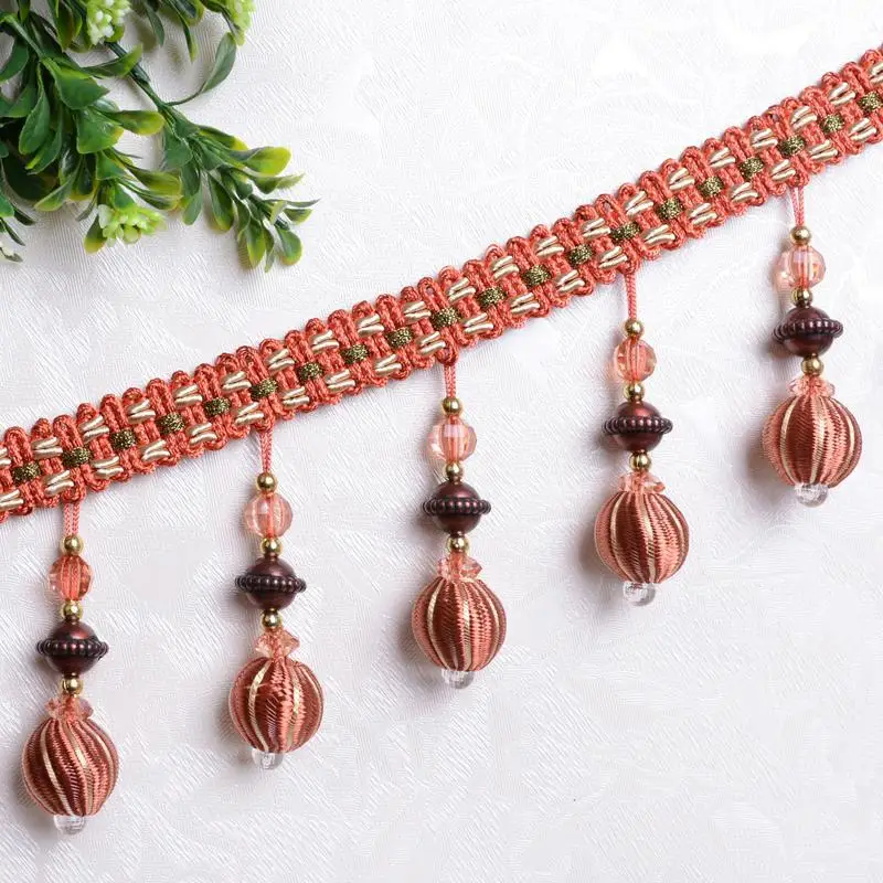 

12 yards/lot Curtain Trim Decoration Crystal Beads Tassel Fringe 9cm For Table Cloth Sofa Cover Home Cushion Decoration franjas
