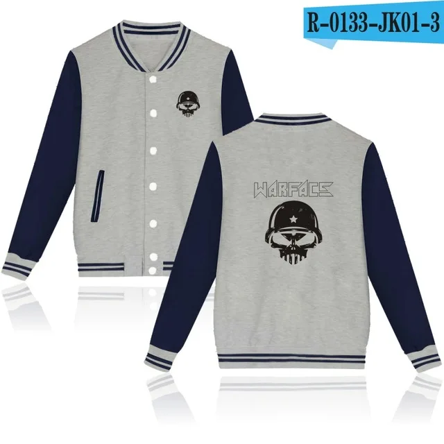 gray and navy blue Геймер битва фронты WARFACE толстовка бейсбольная куртка Мужская/женская униформа пальто camisa masculina аниме размера плюс куртки одежда - Цвет: gray and navy blue