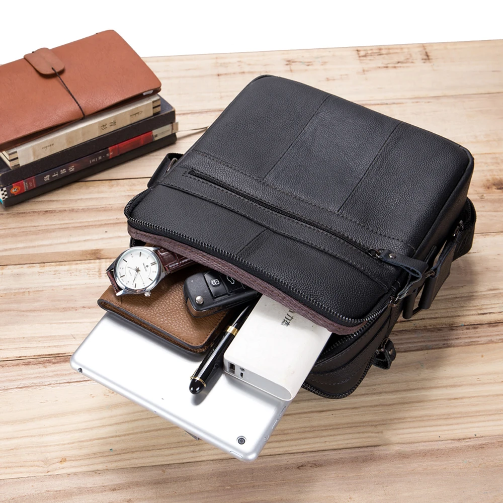 Vintage Men's Genuine Leather Bag Big capacity Crossbody Bags for Men Messenger Bag cow Leather Man Shoulder Bags Male Handbags