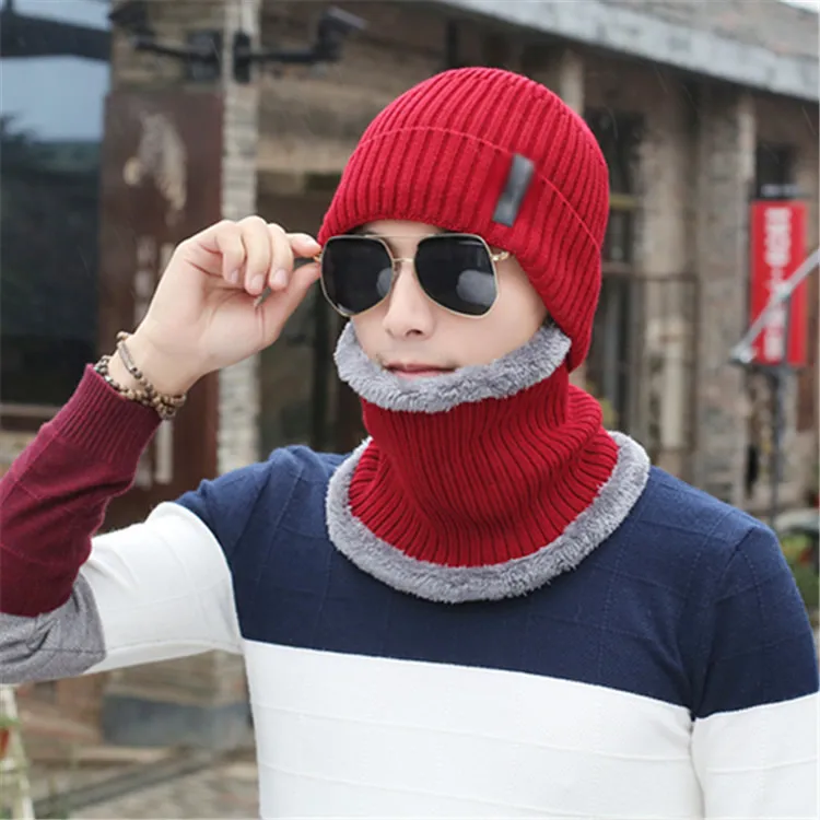 Зимняя вязаная шапка шарф зимние шапки для мужчин мужская Skullies Beanies на День