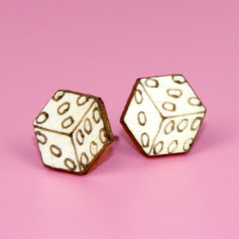 Vintage Trendy Dice Wood Earrings Studs Hexagon for Women Girls Simple Accessories oorbellen | Украшения и аксессуары