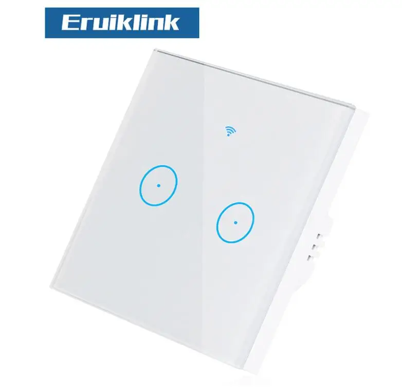 2 Gang WIFI Switch Wifi умный настенный сенсорный выключатель стеклянная панель ЕС стандартное приложение дистанционное управление работает с Amazon Alexa Google Home для умного дома - Цвет: 2 Gang WIFI Switch