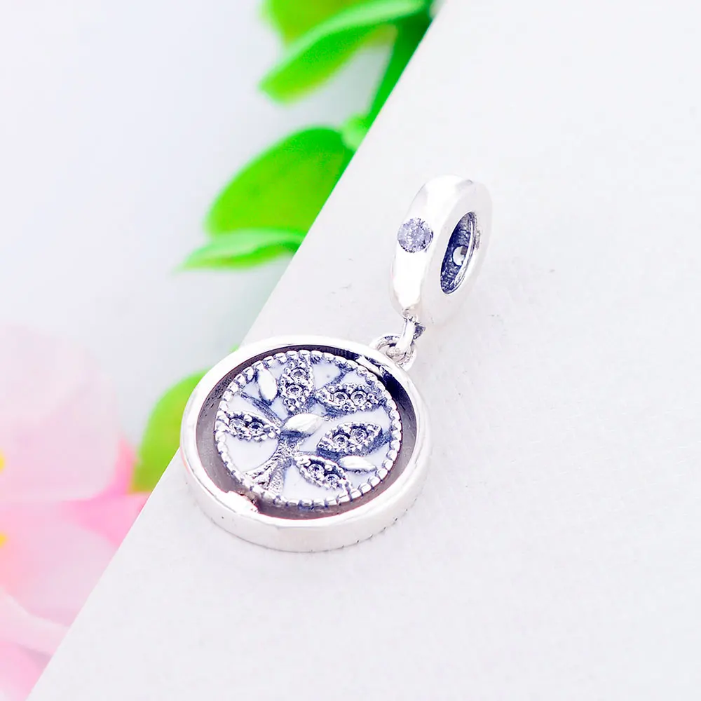 Подлинное 925 пробы Серебряное спиннинг Древо жизни бусина-подвеска подходит Pandora Шарм Браслет семья дерево ювелирные изделия